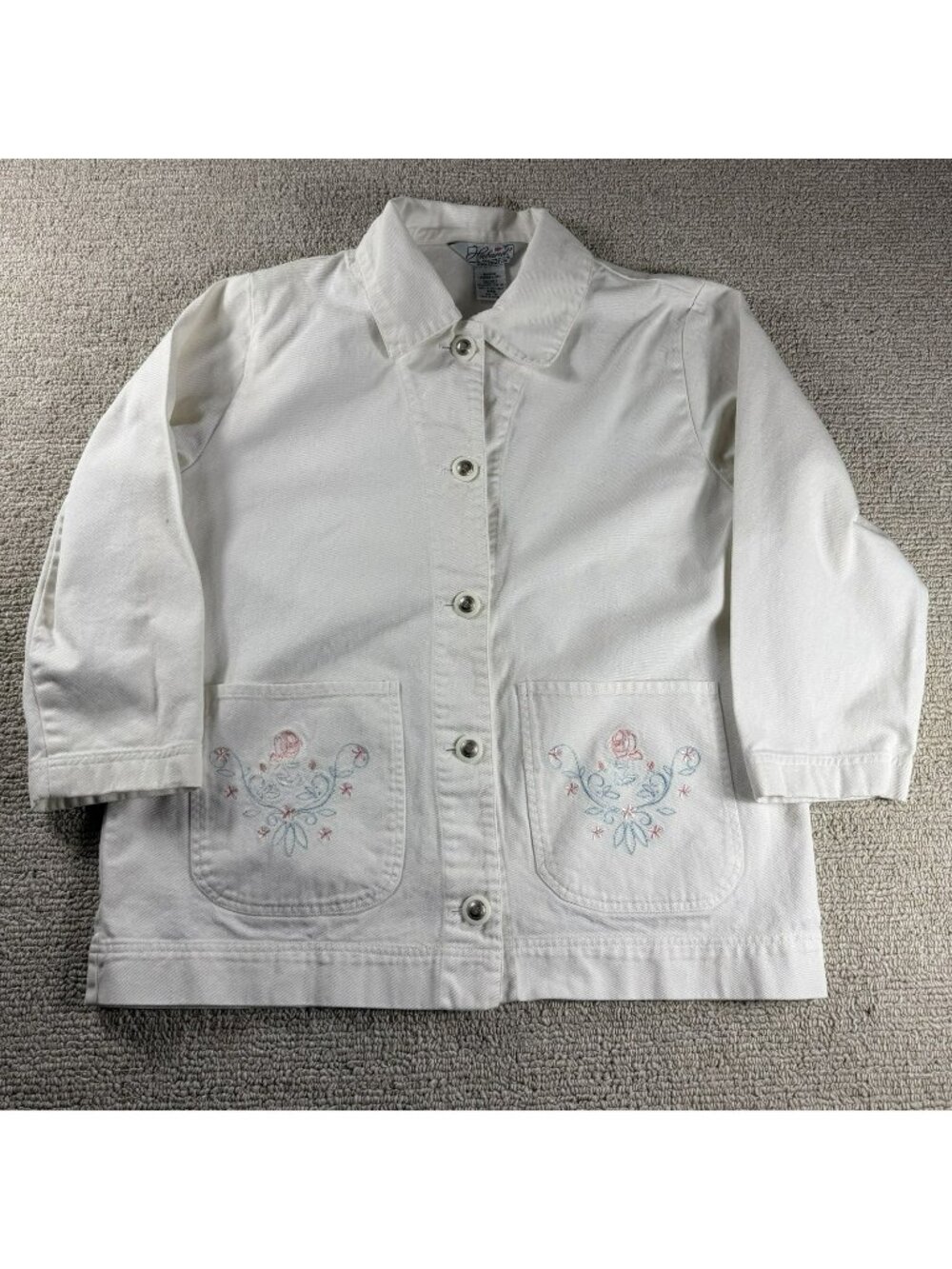 Vintage Haband Tudor Court Style Floral Jacket Coat White Women’s Size Medium
